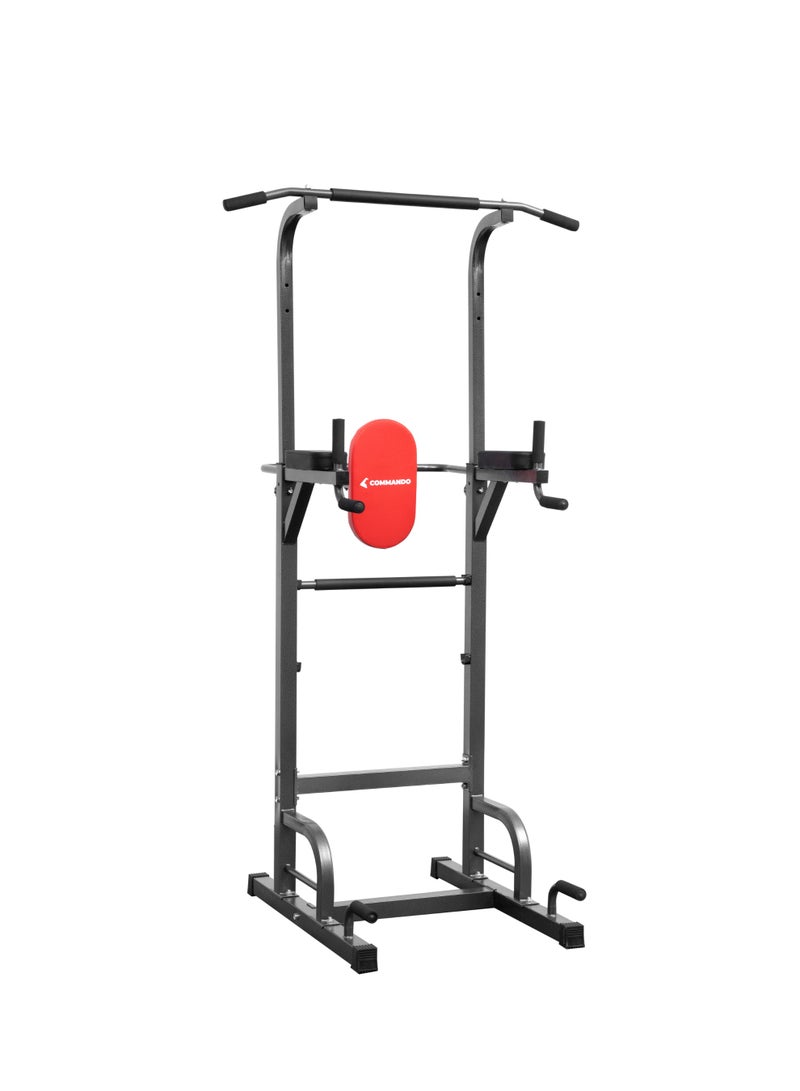 كوماندو برج القوة جهاز تمارين عقلة وتوازي وتدريب عضلات البطن والصدر بوزن 20 كيلو وعقلة قابلة للتعديل 150-225 سم مع قدرة تحمل 175 كيلو جرام - Image 1